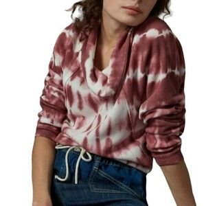 Anthropologie Pilcro Tie-Dye Waffle Knit‎ Cowl Neck Top Burgundy/White Medium